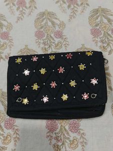 “Noor Clutch” – Quilted Mirror Work Pouch