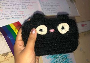 No Face Plush Keychain And Black Pouch