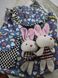 Canvas Backpack With Bunnies Attached