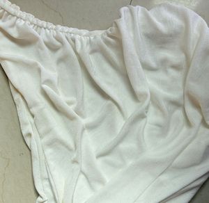 Ruched White Crop Top