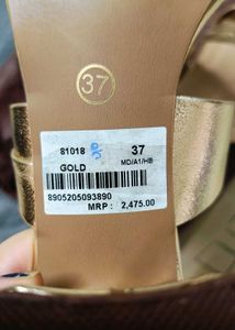 Rawhide Brand Women Gold Shiny Block Heel Sandal