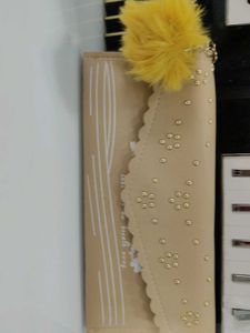 Cute Beige Wallet with Pom-Pom