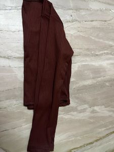 : Chocolate Brown Ribbed Cardigan - Cozy &amp; Chic