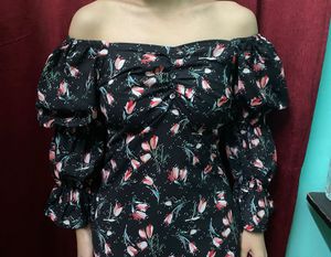 floral mini black dress