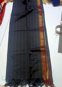 Black Silk Dupatta With Tassels