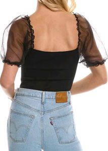 Puffed Sleeve Black Top