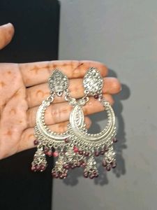 Boho Silver Jhumka Earrings