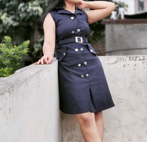 Chic Navy Button-Down Dress