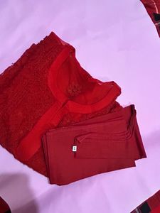 Red Chikenkari Kurta ❤️