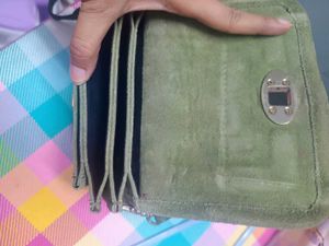 Vintage Olive Suede Crossbody Bag