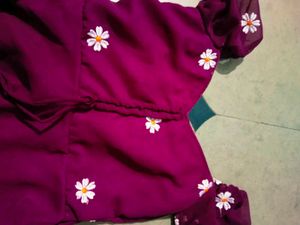 Maroon Floral Detail Top