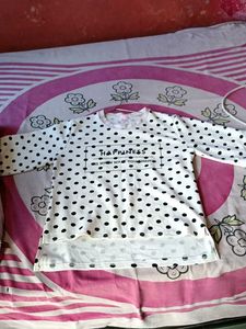 White And Black Polka Dot T Shirt
