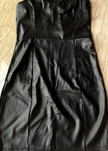 Black Leather Strapless Tube Mini Dress
