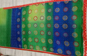 🇳🇿💫💗 Bandhej Print Elegant Blue &amp; Green Saree
