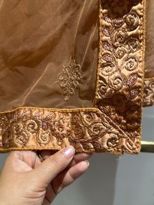 Dark Peach Heavy Lehenga With Cancan