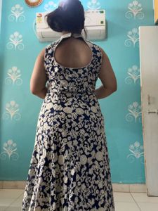 Floral Navy &amp; White Maxi Dress