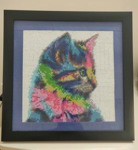 Price Reduced - Cat Painting With Frame