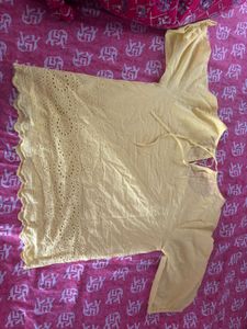 Yellow Eyelet Detail Top