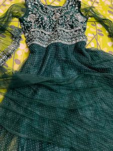 Beautiful Party Wear Green Gown