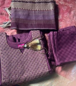 Maroon Embroidered Kurta Set