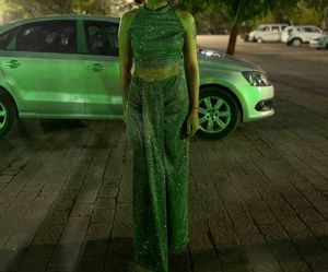 Green Shimmer Co-ord Set For Women