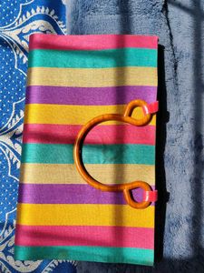 Multicolor Beautiful Wallet Bag With Wooden Handle