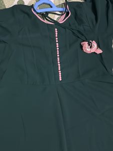 Bottle Green A Line Kurti For Daily Or Festive Use