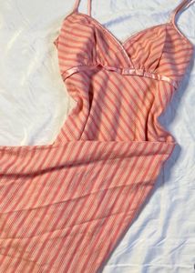 Y2K Pink Striped Spaghetti Strap Dress