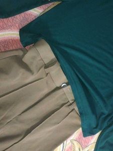 green coord set trouser and long sleeve top