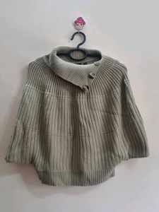 Beige Ribbed Poncho