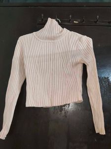Cream Knit Turtleneck Top