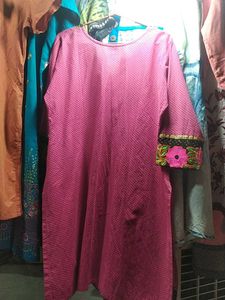Pink Textured Tunic with Embellished Trim