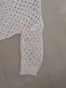 Beautiful White Woolen Net Top