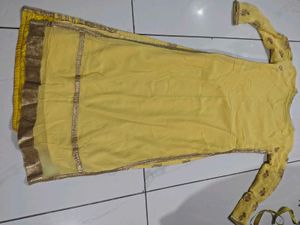 yellow embroidery kurta set