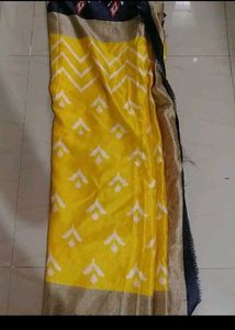 Yellow &amp; Black Ikkat Saree,Used Once