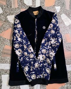Floral Sleeve Bomber Jacket