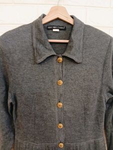 Vintage Gray Button-Down Dress