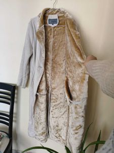 Faux Fur Trim Long Coat