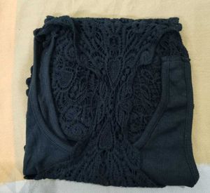Black Lace Back Tank Top
