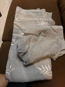Grey White Saree With Blouse