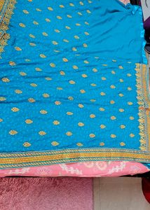 Elegant Blue Saree with stitched blouse