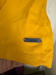 mustard Yellow round neck cropped T-Shirt