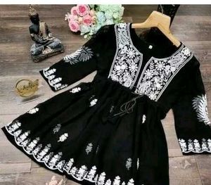 Embroidered Black Tunic Top