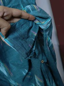 ✨ Teal Ikkat Print South Cotton Kurta | Size M ✨