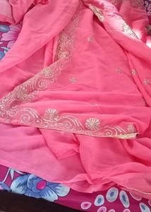 women peach color saree