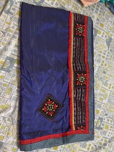 Elegant Blue Embroidered Saree