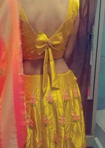 Yallow Lehnga Choli And Banarsi Dupatta