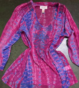 Tie-Dye Embroidered Tunic Top