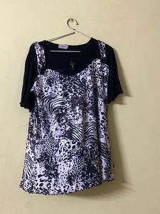 Black Top With White Embroidery And Mixed