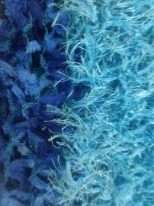 Blue Knitted dupatta or Scarf with Fringe